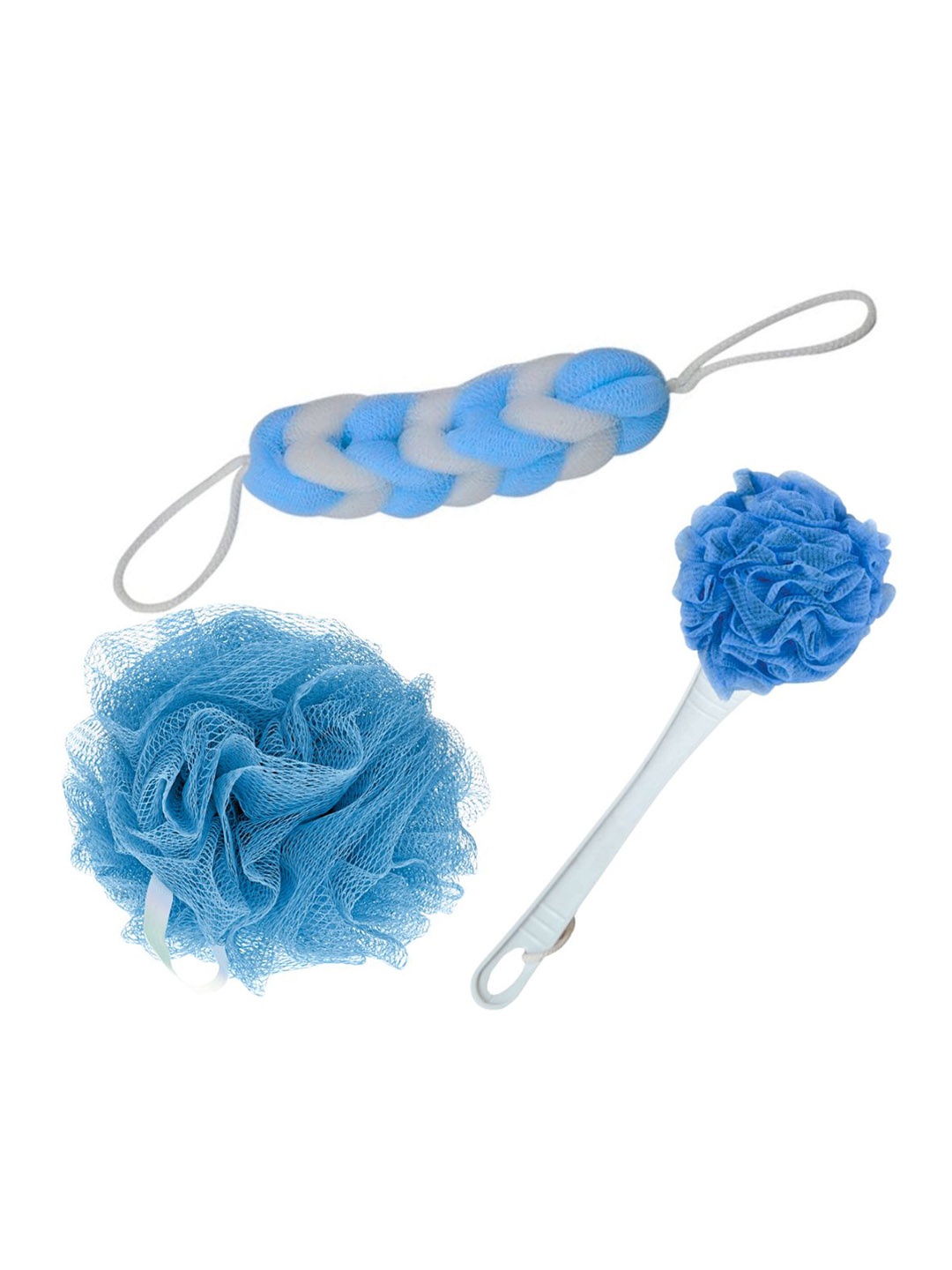

CareDone Set Of 3 Large Bath Loofah Sponge Scrubber Exfoliator For High Lather Cleansing, Blue