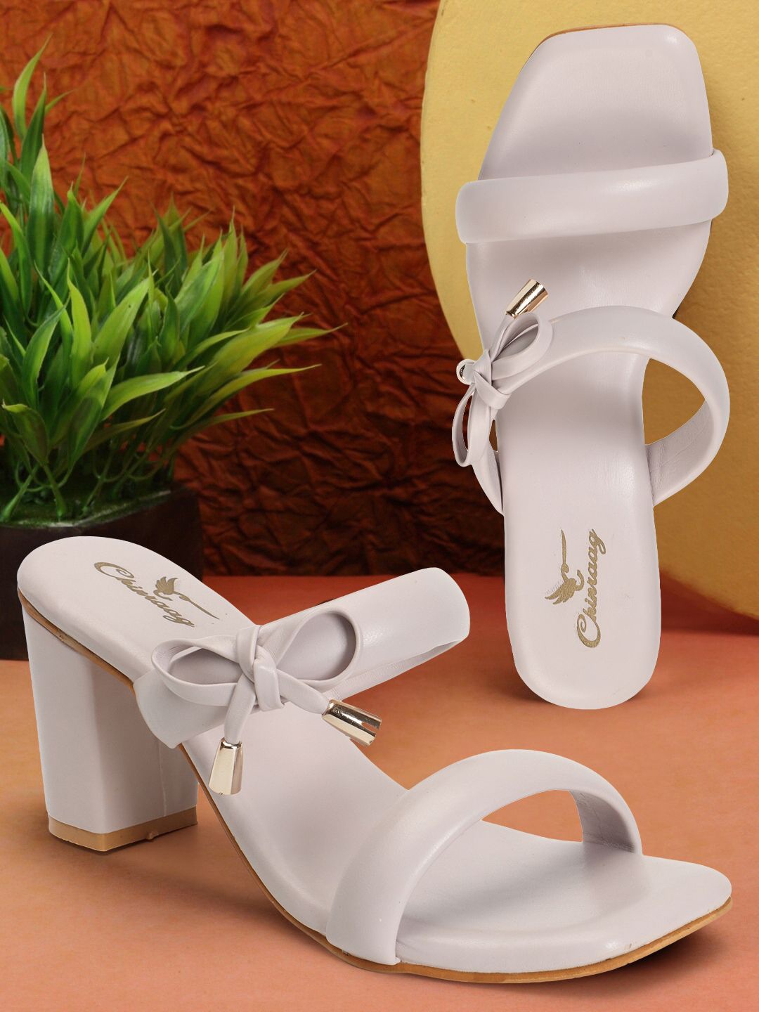 

CHINRAAG Party Block Sandals with Bows, Purple