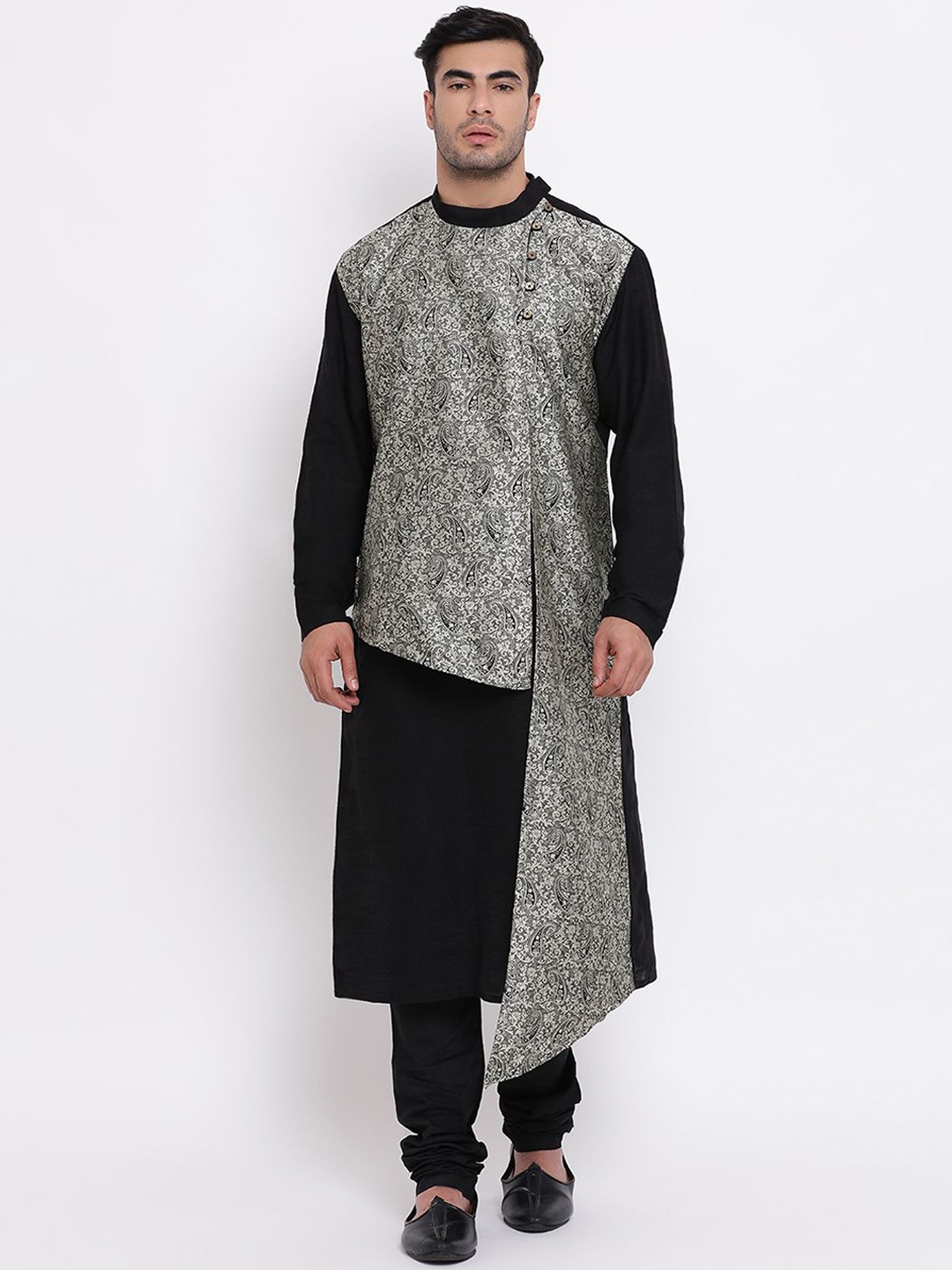 

ZOIS Men Geometric Printed Kurta, Black