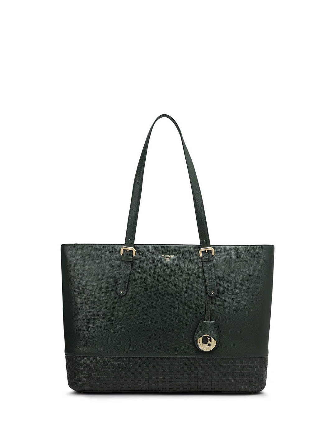 

Da Milano Textured Leather Oversized Structured Shoulder Bag, Green