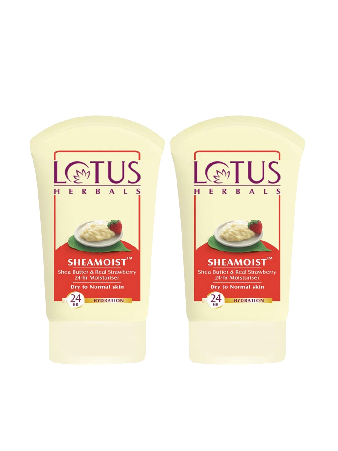 

Lotus Herbals 2-Pcs Sheamoist Shea Butter & Real Strawberry 24HR Moisturiser - 120 g each, White