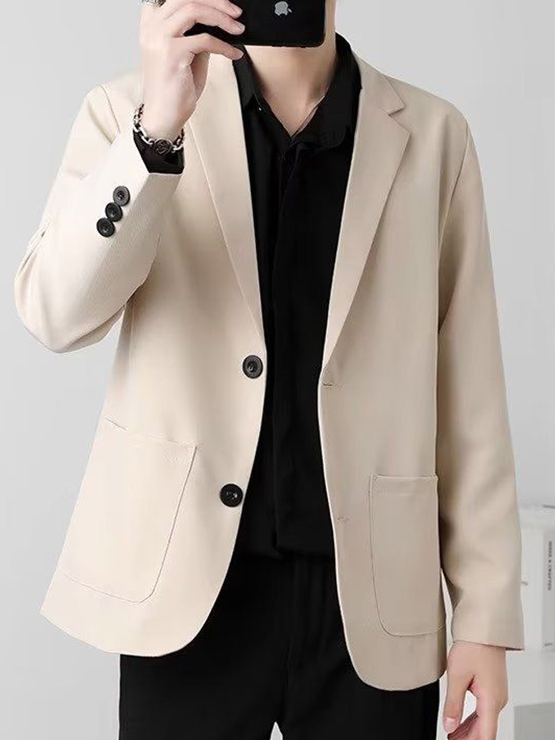 

StyleCast Men Single Breasted Blazer, Beige