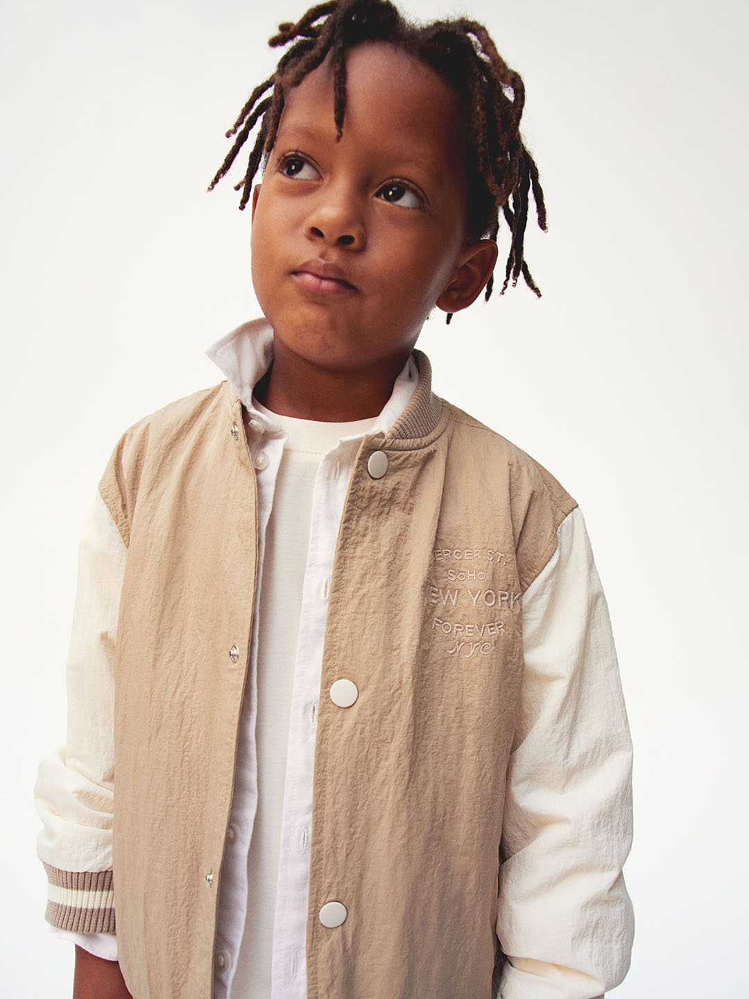 

H&M Boys Nylon Baseball Jacket, Beige
