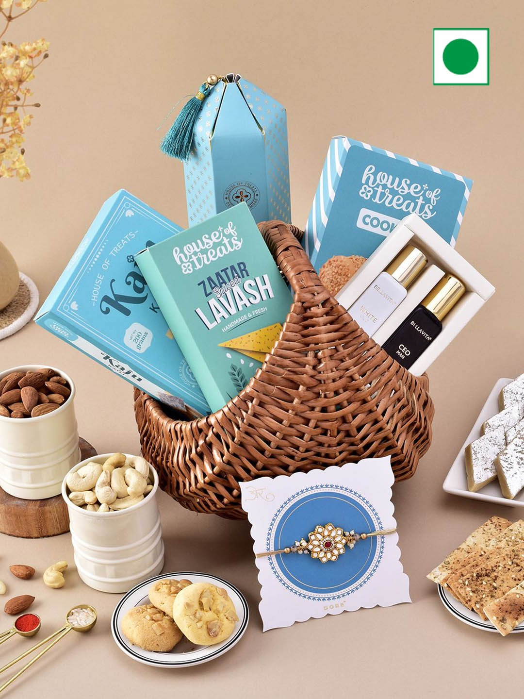 

Hyperfoods Rakhi With Cookies, Sweet Gifts, Multi