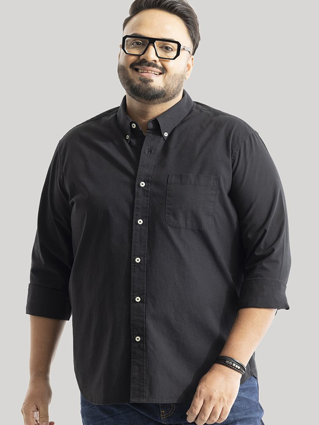 

Snitch Men Plus Size Smart Slim Fit Opaque Formal Shirt, Black