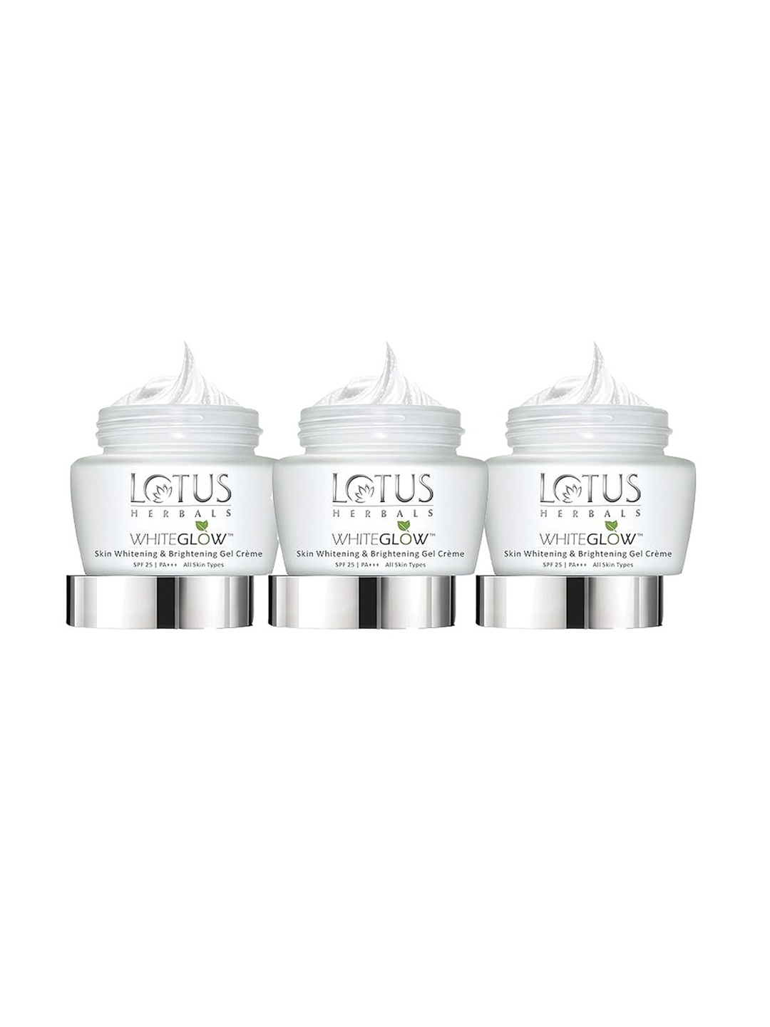 

Lotus Herbals Whiteglow Set of 3 Skin Whitening & Brightening SPF 25 Gel Cream - 60 g each, White