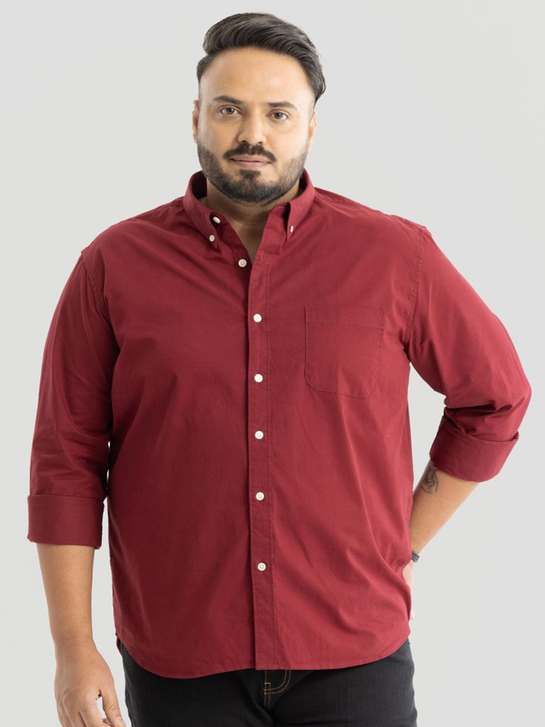 

Snitch Men Plus Size Smart Slim Fit Opaque Formal Shirt, Red