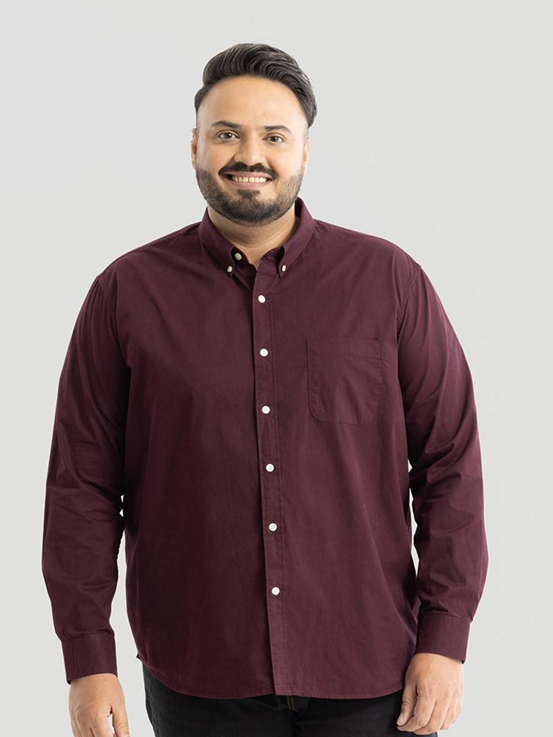 

Snitch Men Plus Size Smart Slim Fit Opaque Formal Shirt, Maroon