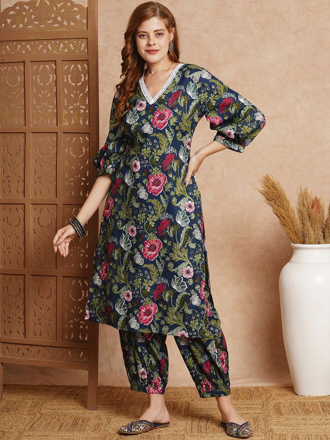 

FASHOR Printed Top With Trousers Co-Ords, Teal