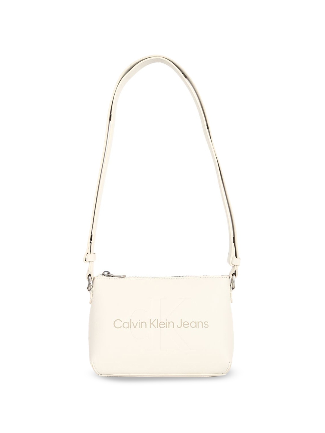

Calvin Klein Textured PU Structured Shoulder Bag with Quilted, Beige