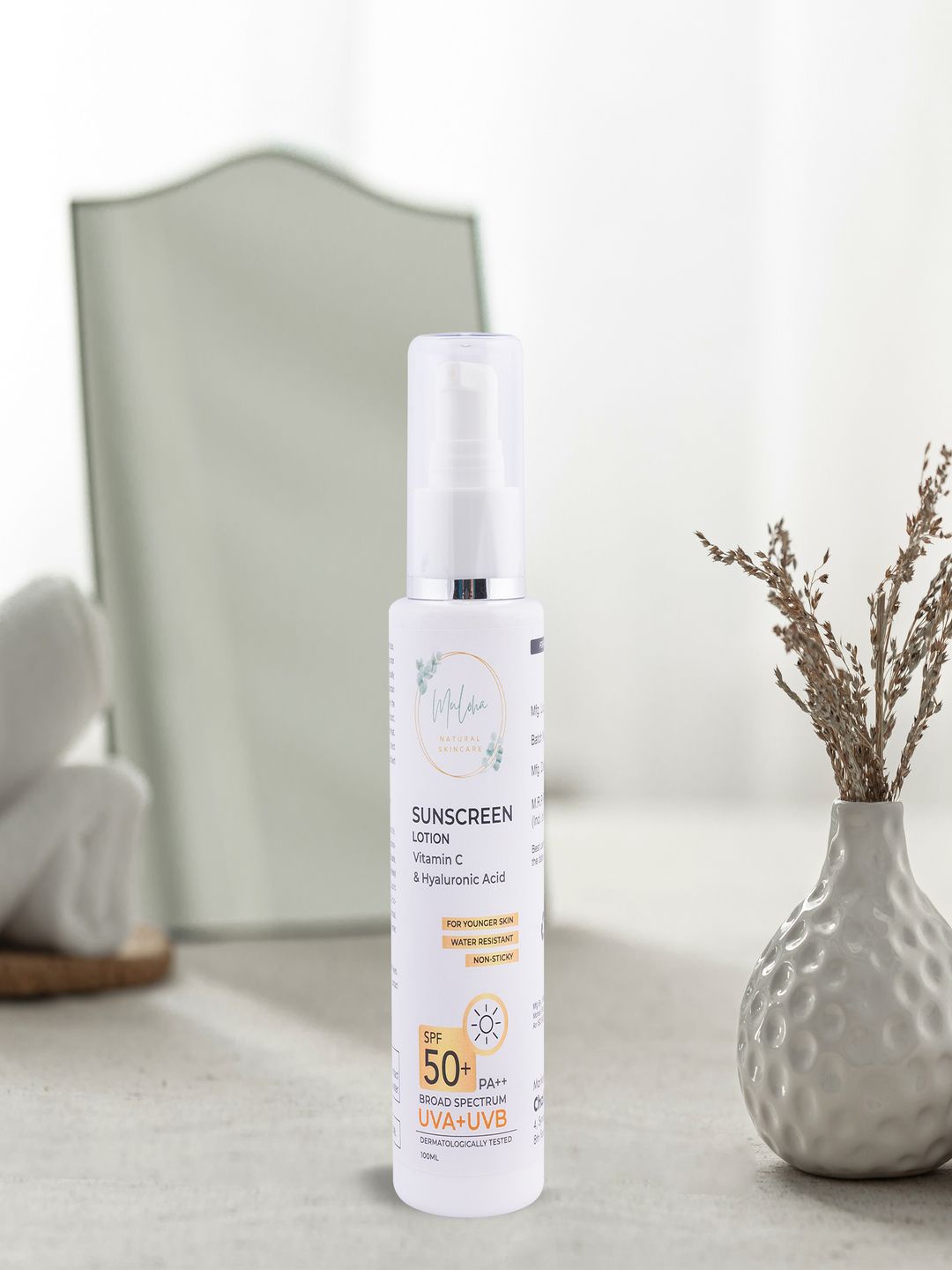 

MULOHA Waterproof Sunscreen Body Lotion-100ml, White