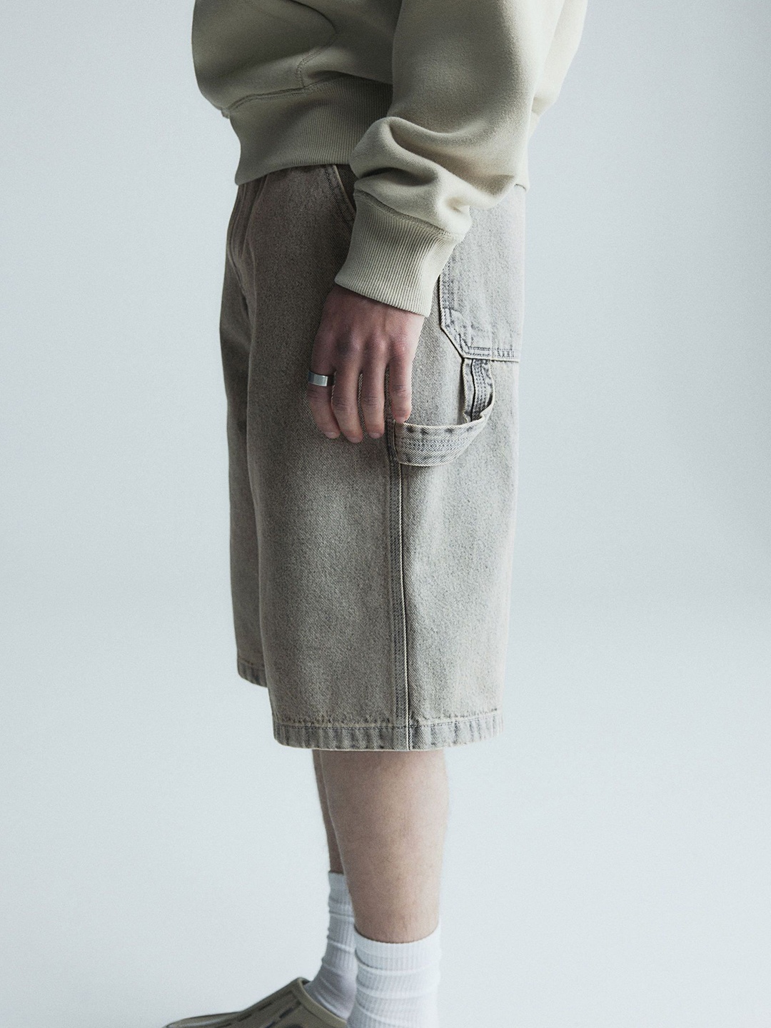 

H&M Baggy Denim Carpenter Shorts, Blue
