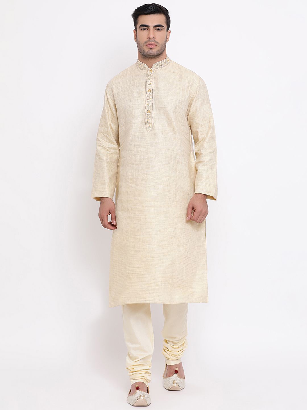 

ZOIS Men Thread Work Kurta, Beige