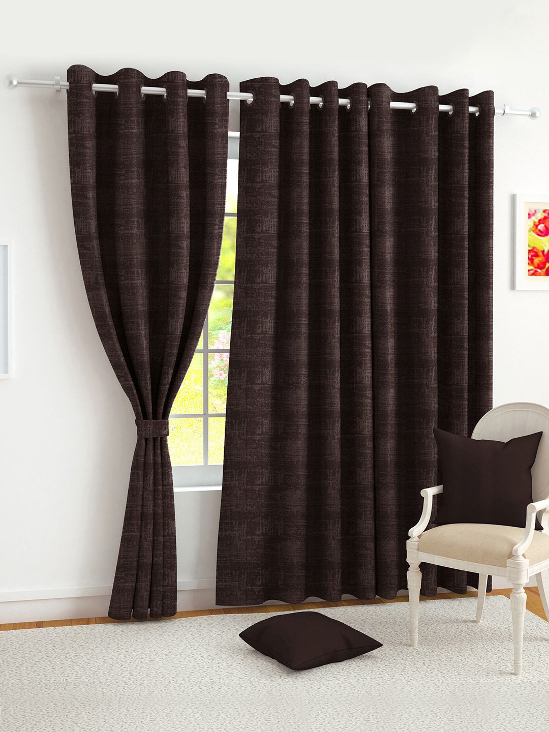 

Story@home Brown Set of 2 Black Out Door Curtain