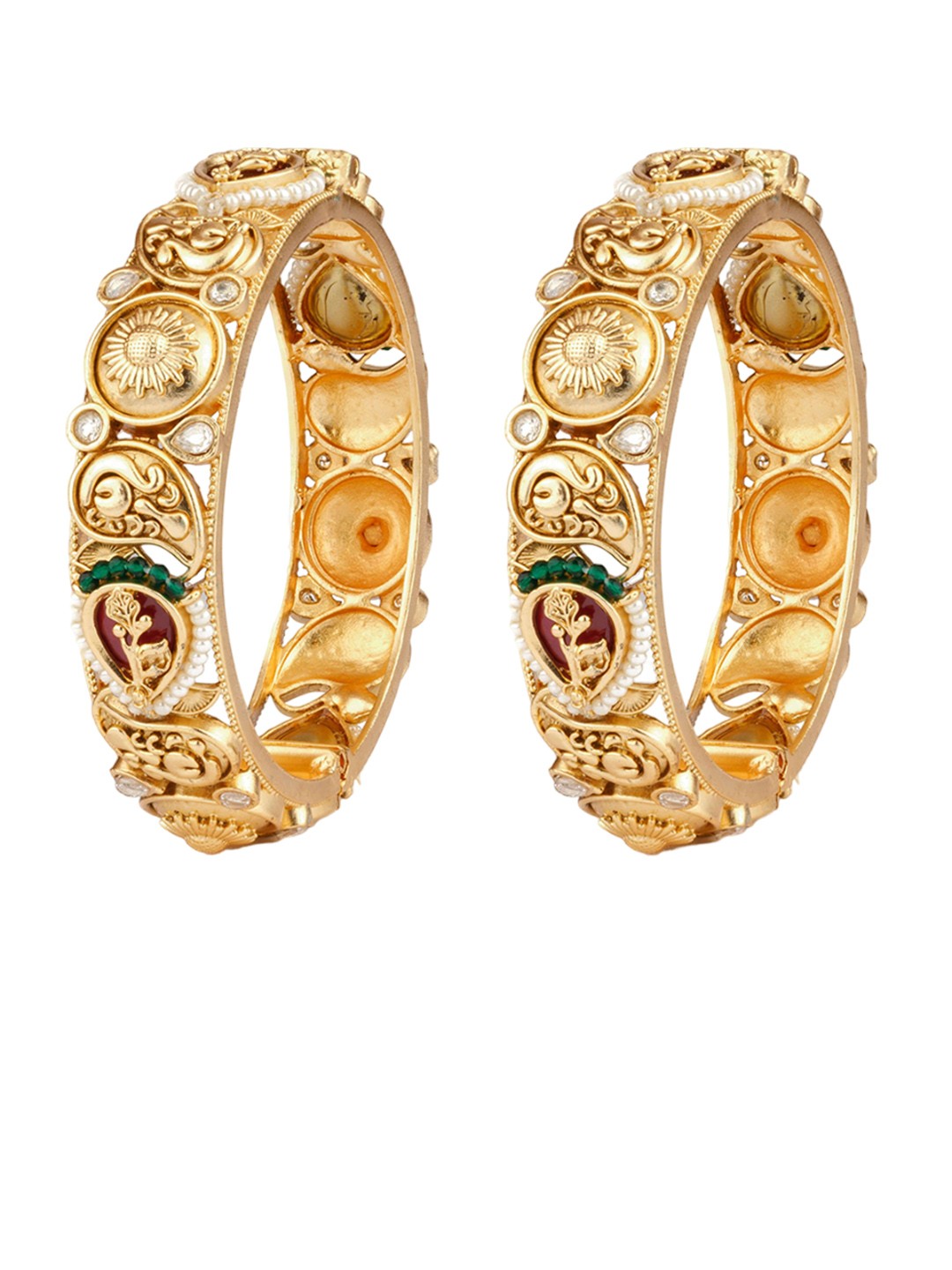 

Vivinia by Vidhi Set Of 2 Gold-Plated Kundan-Studded & Beaded Bangles