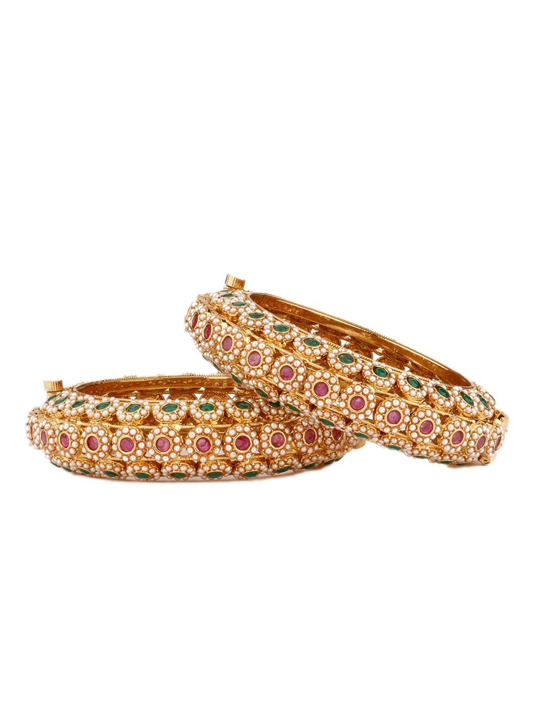 

Vivinia by Vidhi Set Of 2 Stone-Plated Kundan-Studded & Beaded Bangles, Gold