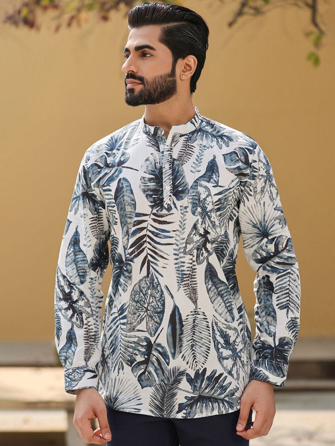 

SAY Men Printed Summer Sheers Pathani Kurta, Grey