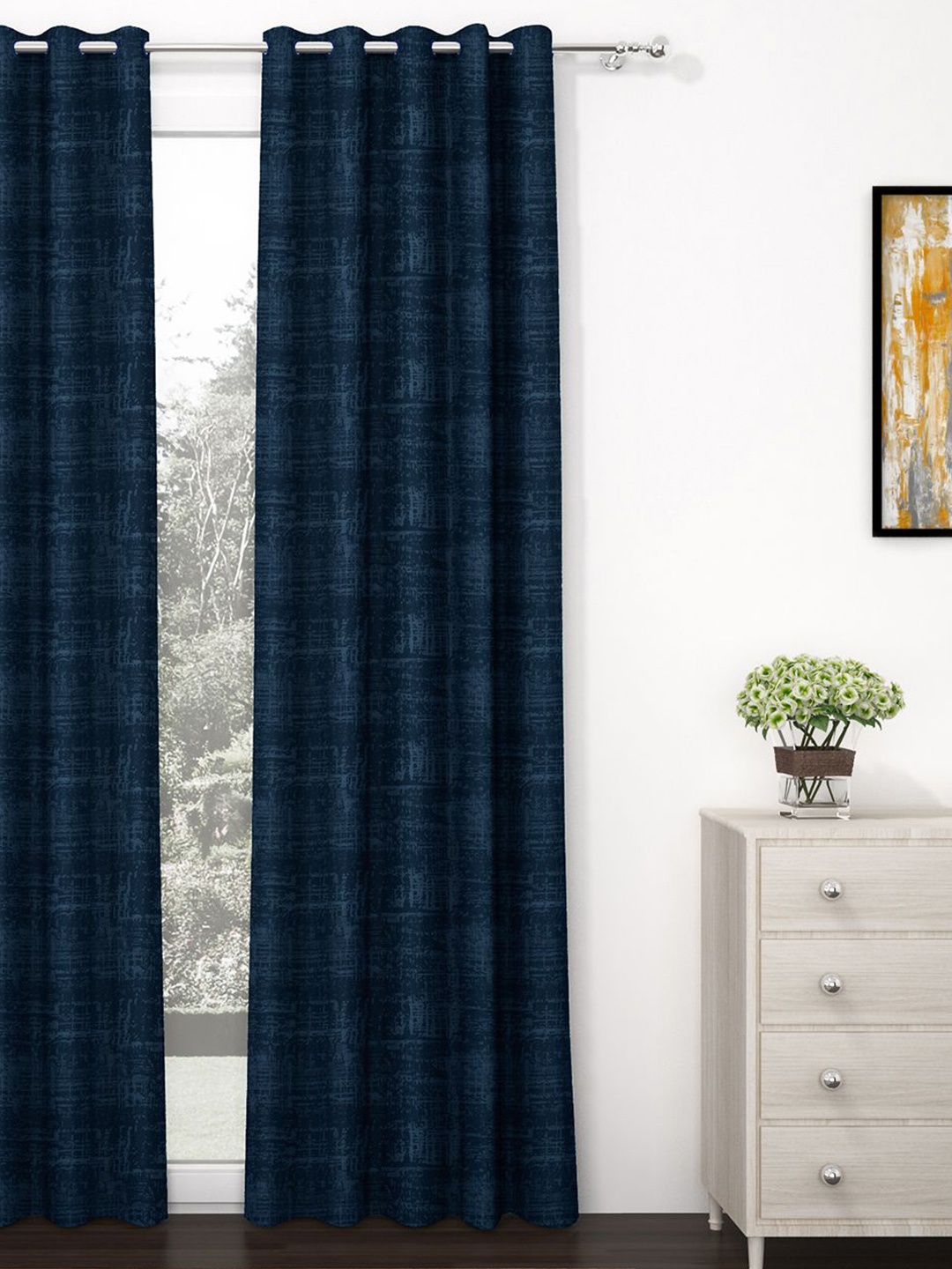 

Story@home Blue Black Out Long Door Curtain