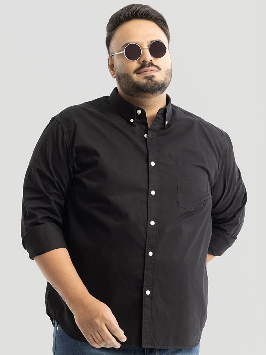 

Snitch Men Plus Size Smart Slim Fit Opaque Formal Shirt, Black