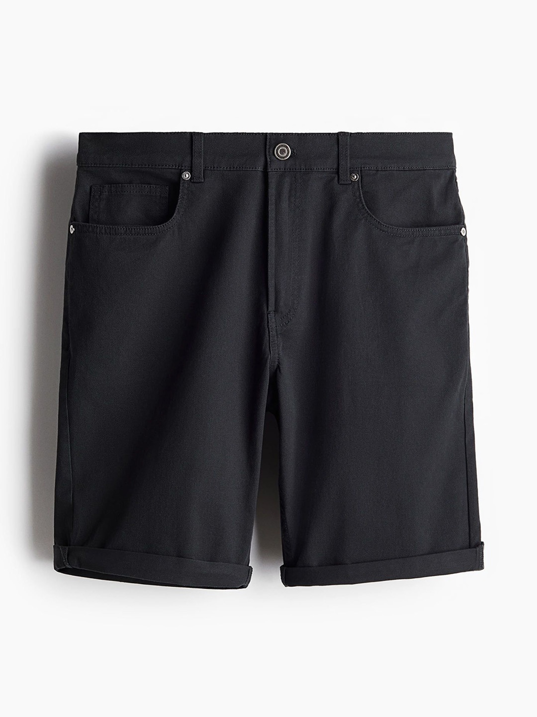 

H&M Cotton Slim Fit Twill Shorts, Grey