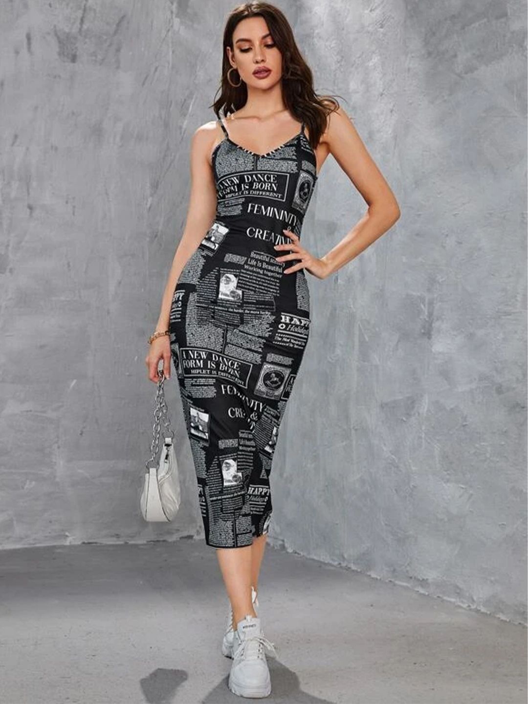 

TANDUL Printed Sleeveless Bodycon Midi Dress, Multi