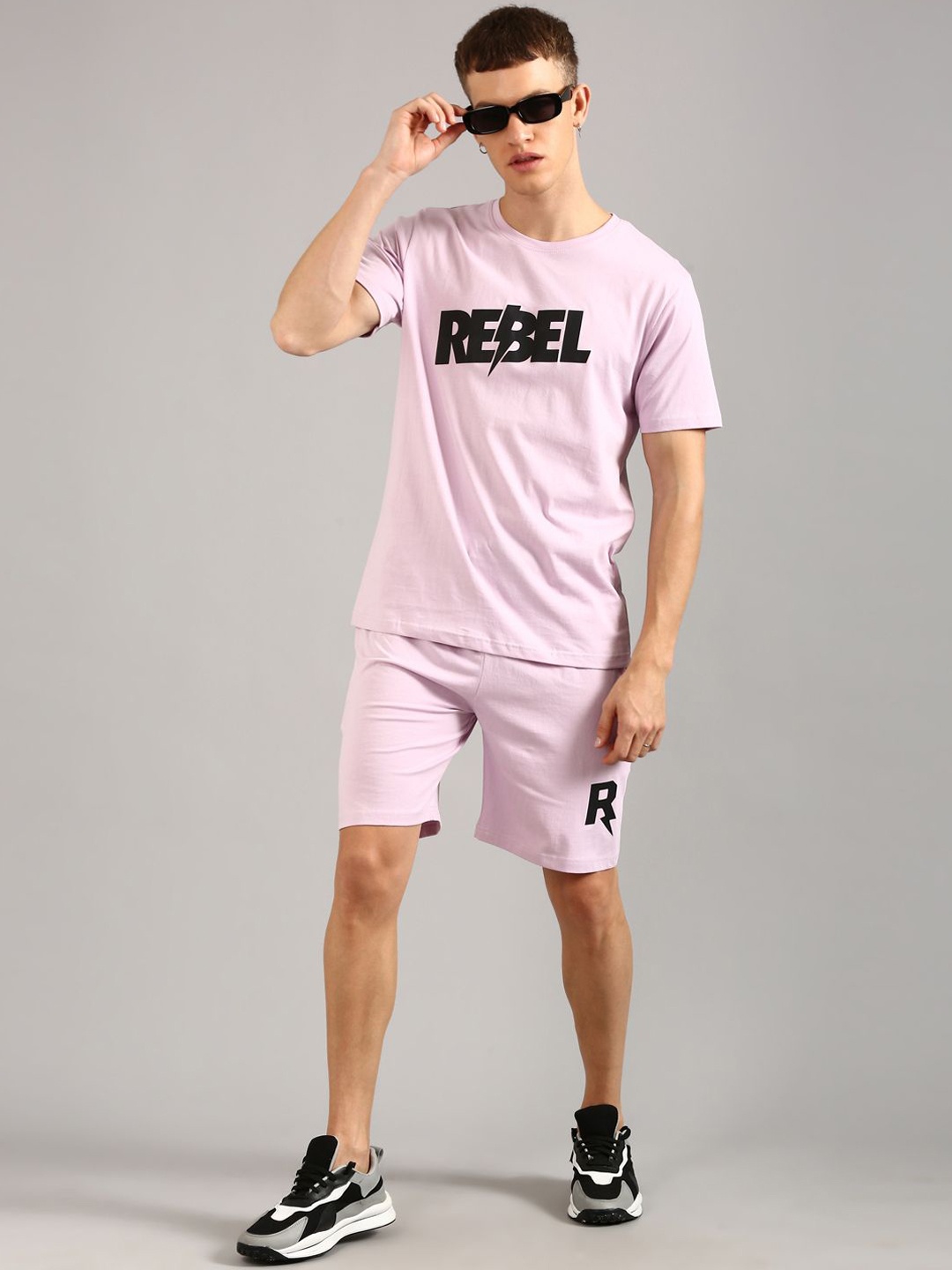 

Joven Typography Printed Pure Cotton T-Shirt With Shorts Co-Ords, Pink