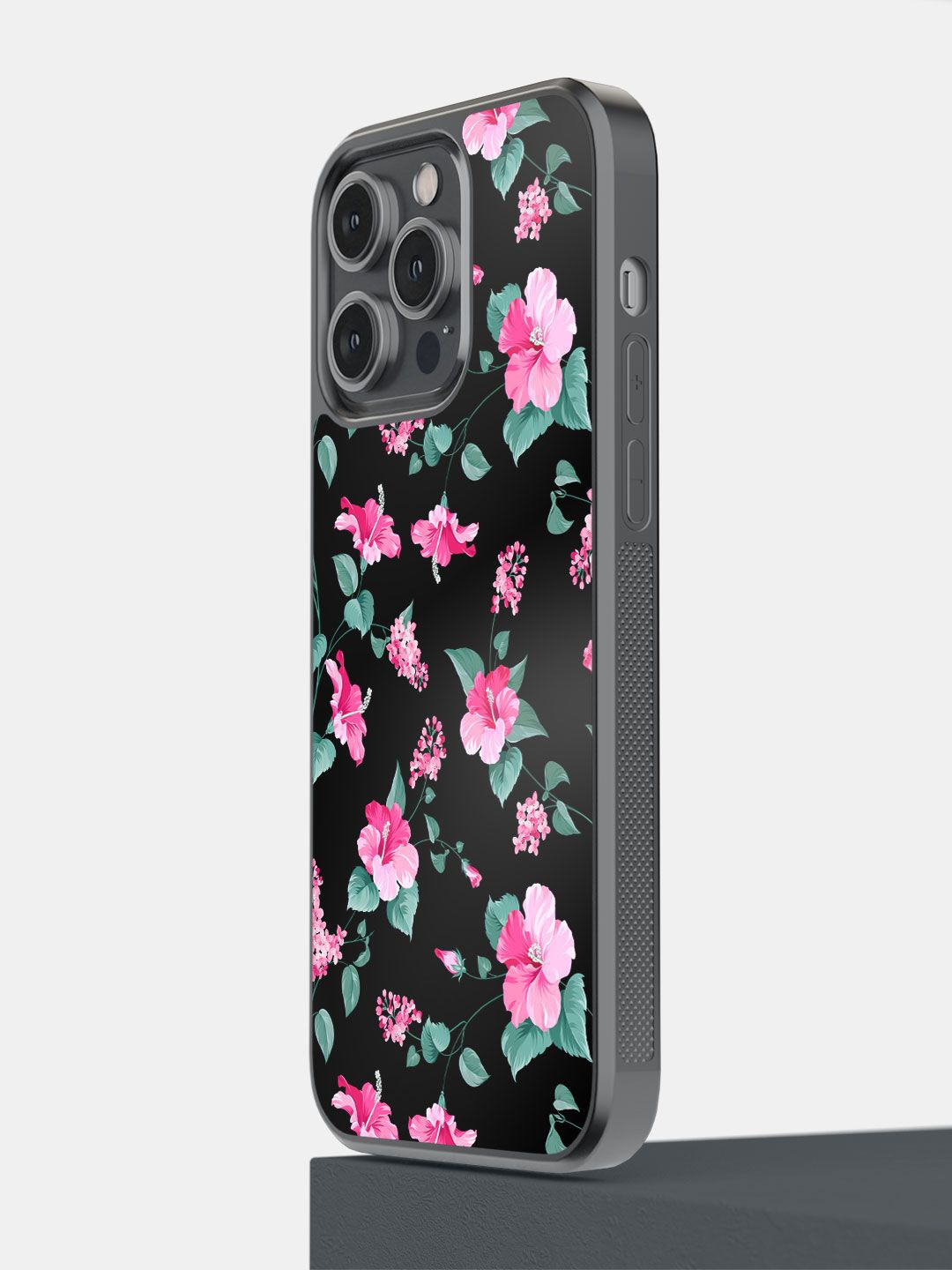 

macmerise Impact Resistant Floral Printed iPhone 14 Pro Max Back Case Mobile Accessories, Black