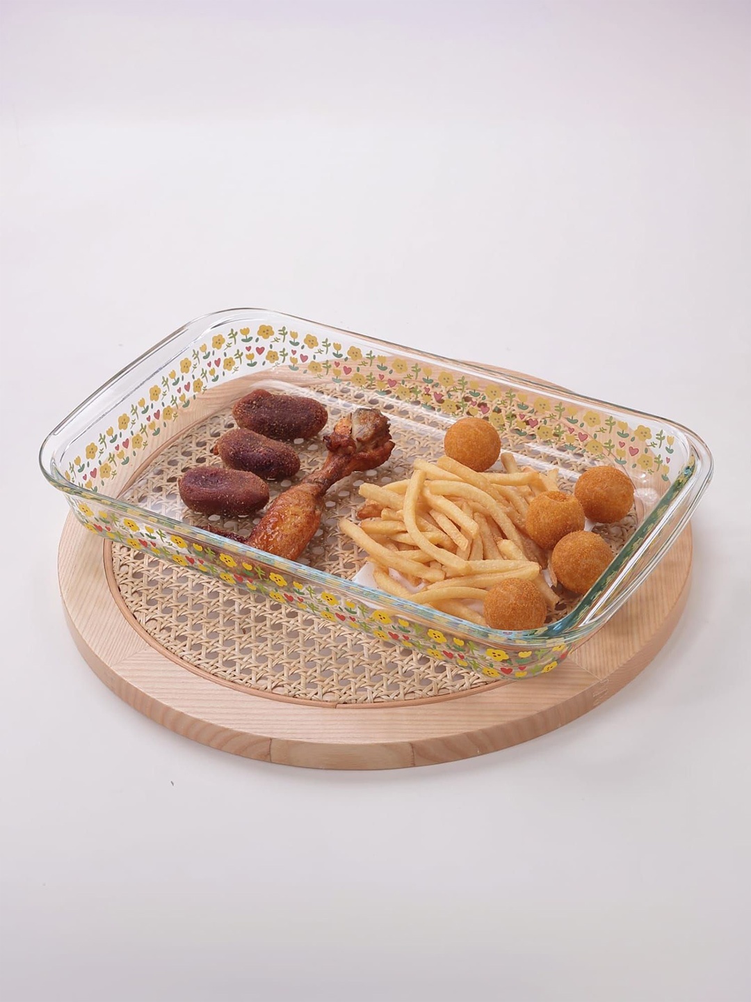 

Kuber Industries Transparent Printed Glass Baking Tray