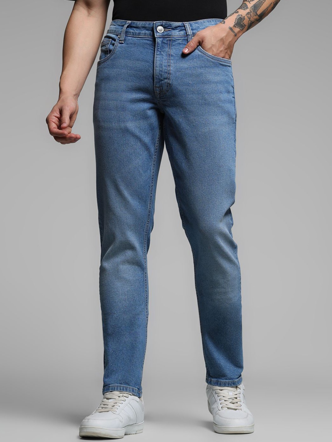 

Jack & Jones Men Slim Fit Low-Rise Heavy Fade Stretchable Jeans, Blue