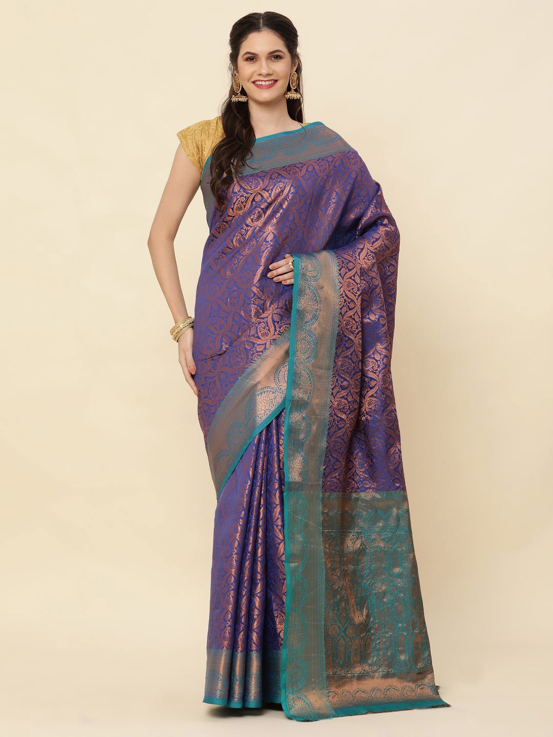 

High Five Tex Ethnic Motif Zari Woven Kanjeevaram Saree, Purple