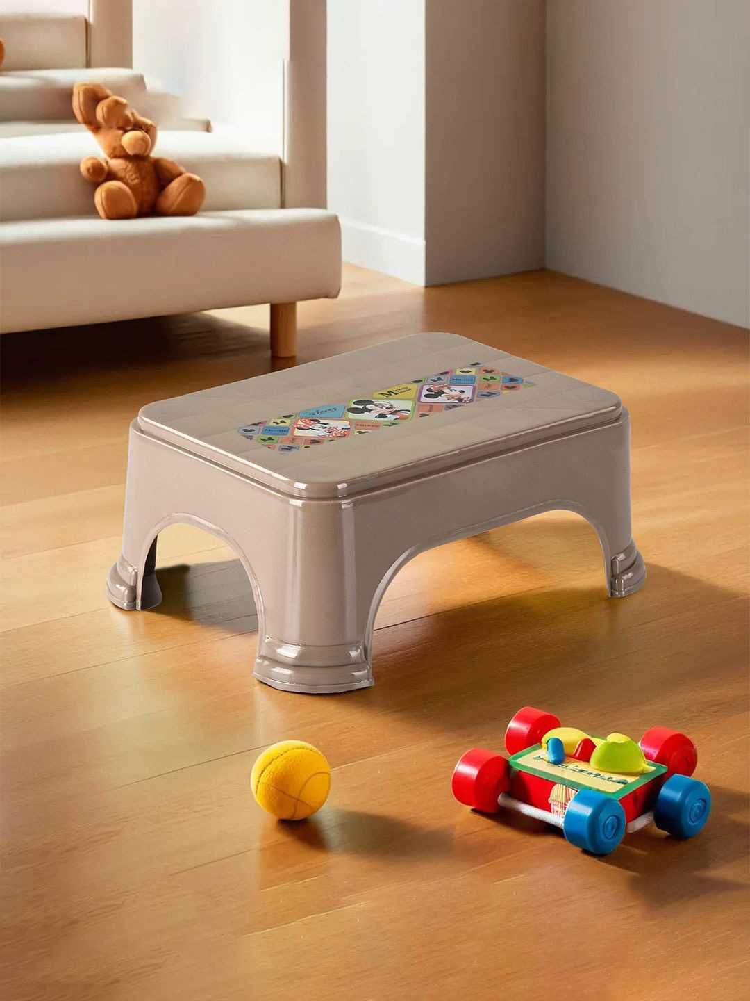 

Kuber Industries Brown Printed Square Shape Stool