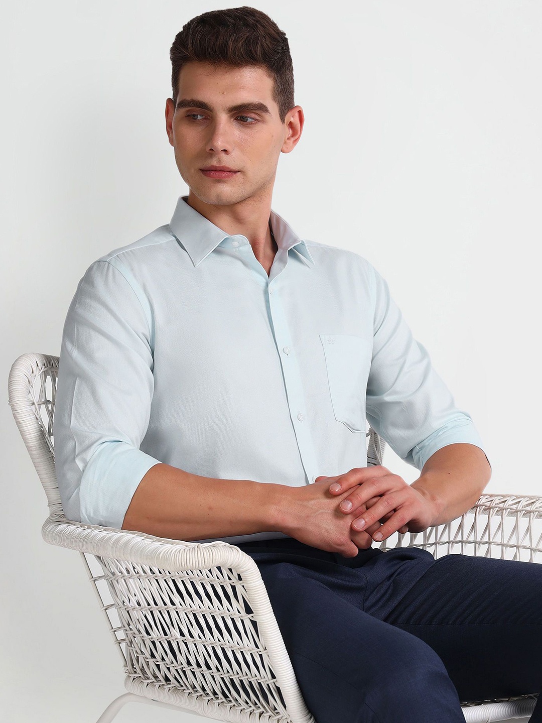 

Arrow Men Solid Spread Collar Formal Shirt, Blue