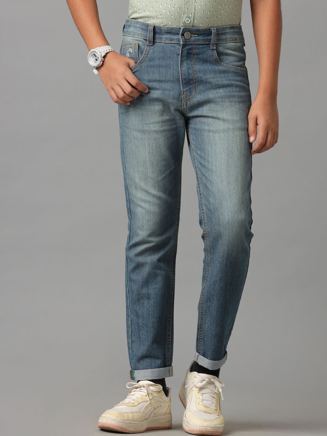 

UNDER FOURTEEN ONLY Boys Low Distress Heavy Fade Jeans, Blue