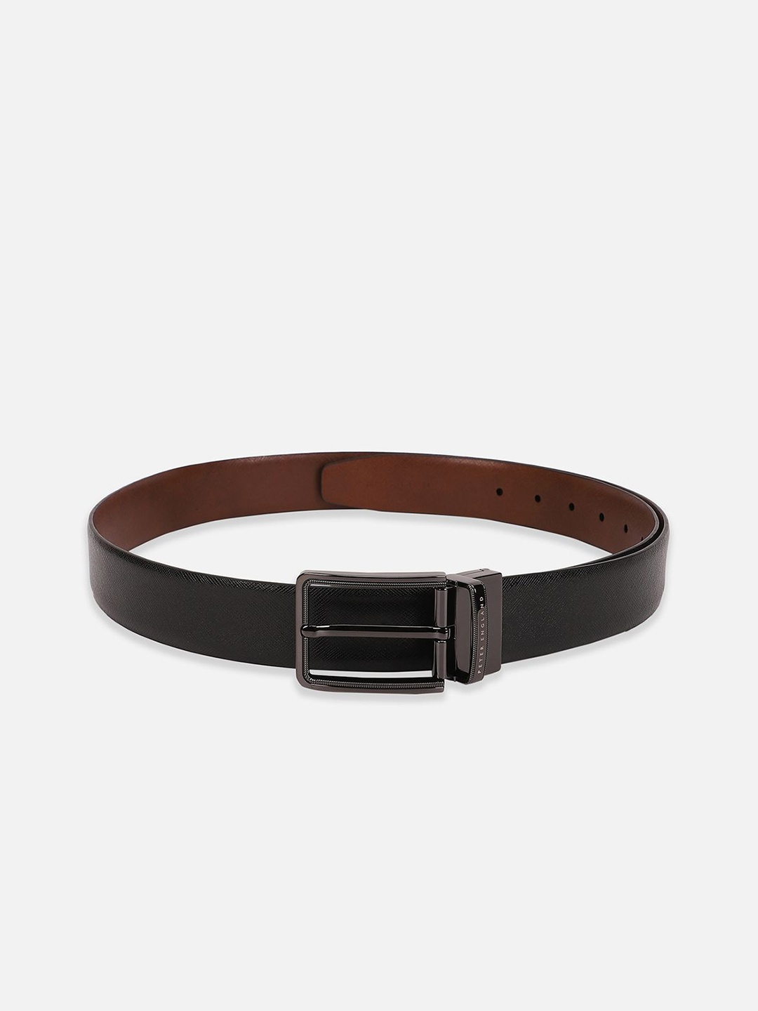 

Peter England Men Leather Textured Reversible Formal Belt, Black
