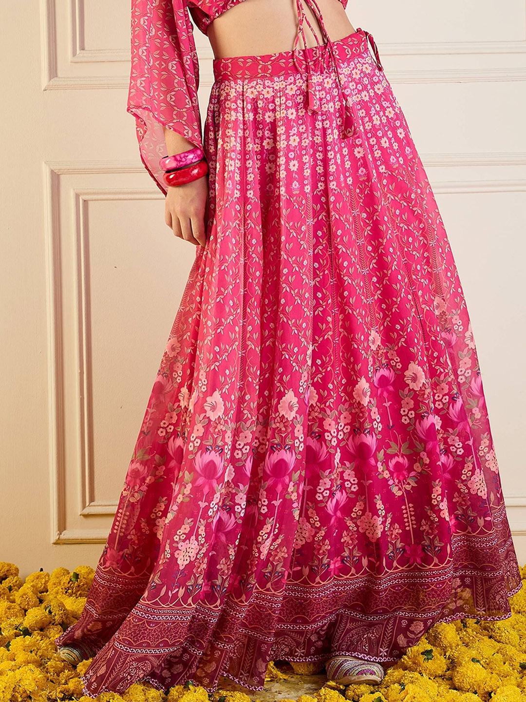 

Shae by SASSAFRAS Floral Printed Maxi Flared Skirt, Pink