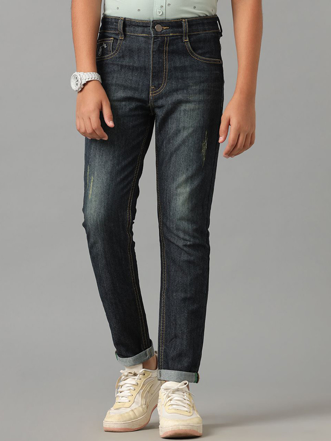 

UNDER FOURTEEN ONLY Boys Low Distress Light Fade Jeans, Blue