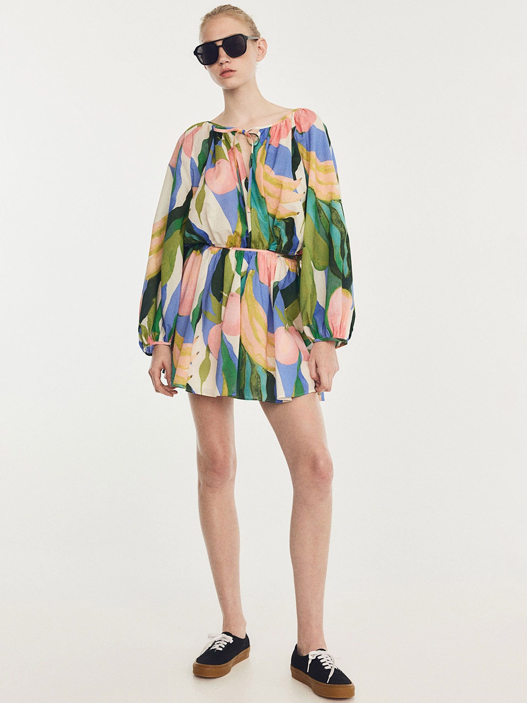 

H&M Printed Circular Mini Skirt, Blue