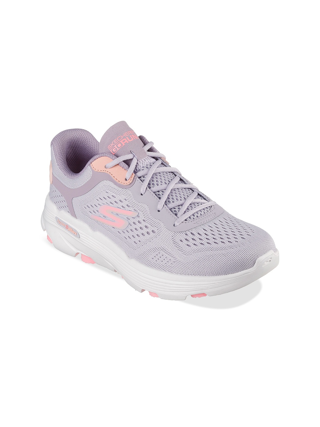 

Skechers Women Self Design Round Toe Non Marking Lace Ups Running Shoes, Lavender