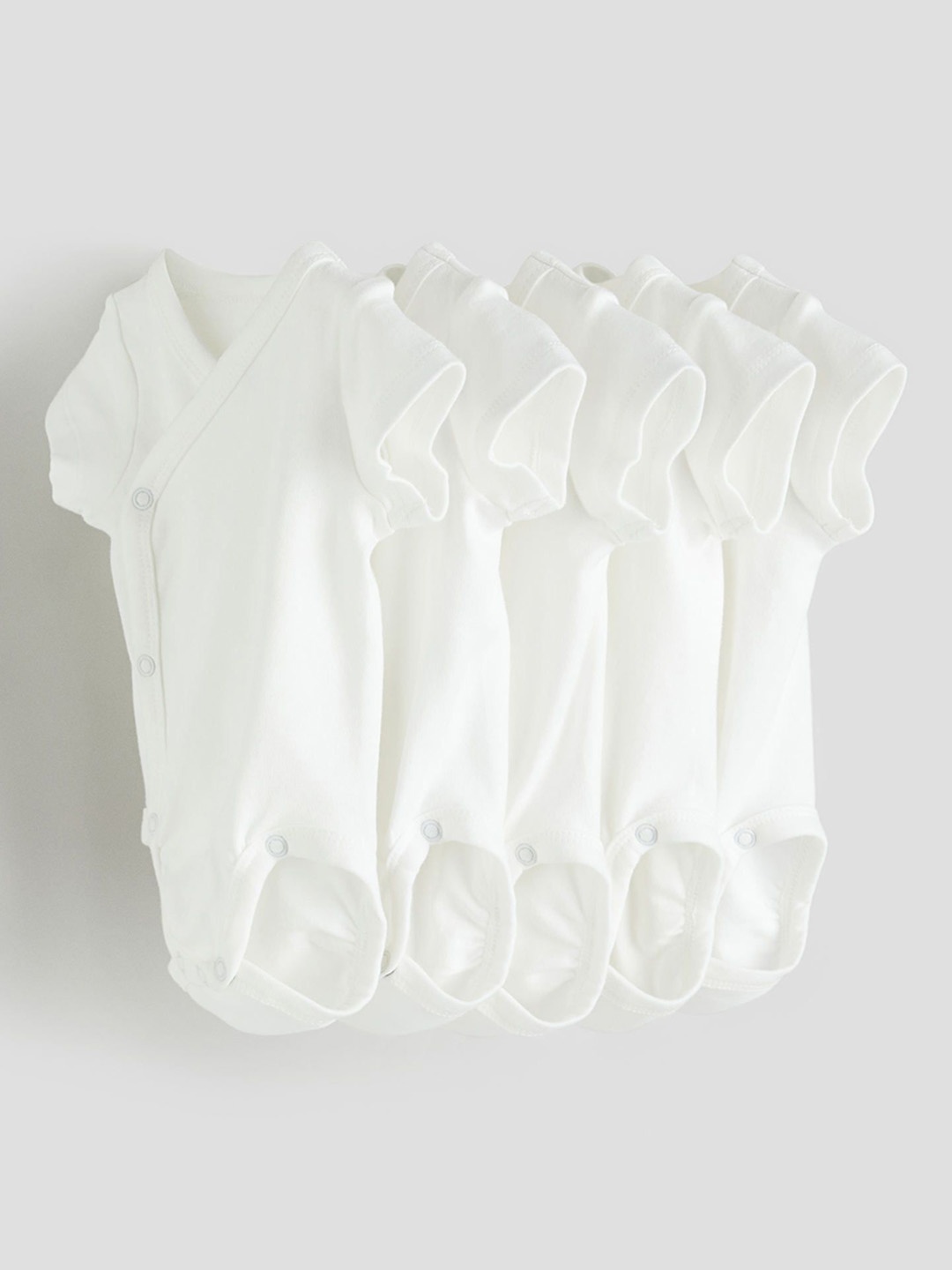 

H&M Boys 5-Pack Wrapover Bodysuits, White