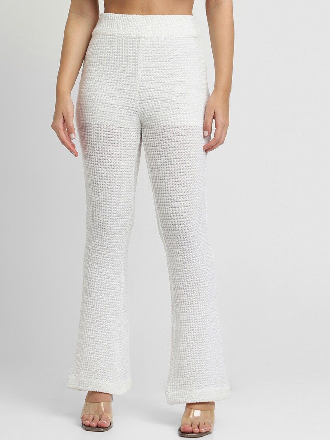 

FOREVER 21 Women Striped Trousers, White