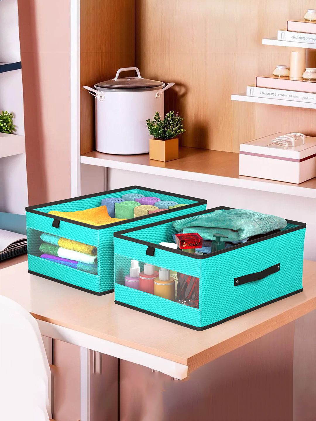 

Kuber Industries Sea Green Set of 2 Regular Multi-Utility Organisers