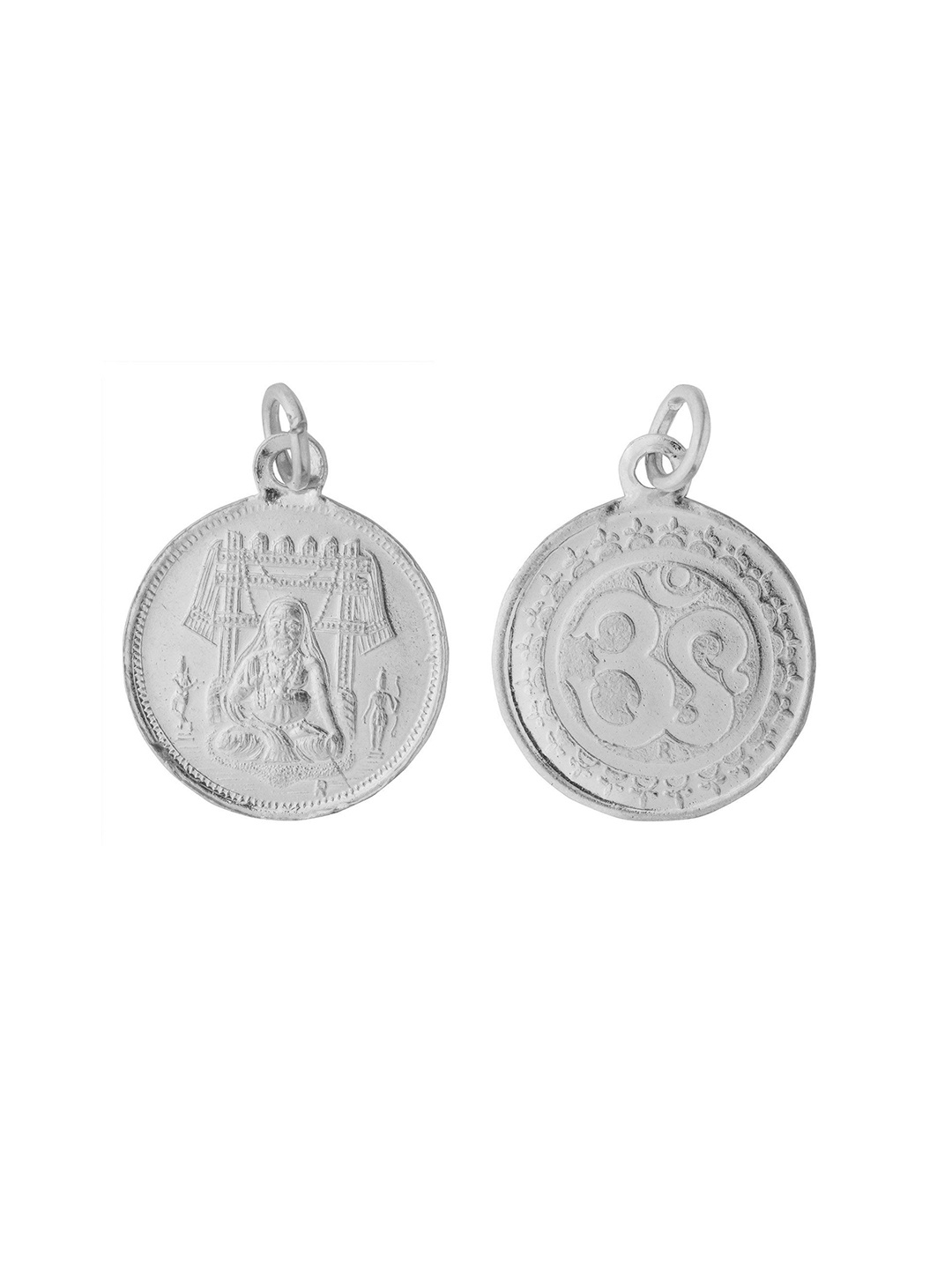 

Exotic India Sterling Silver Raghavendrar With OM Two Sided Pendant Pendant