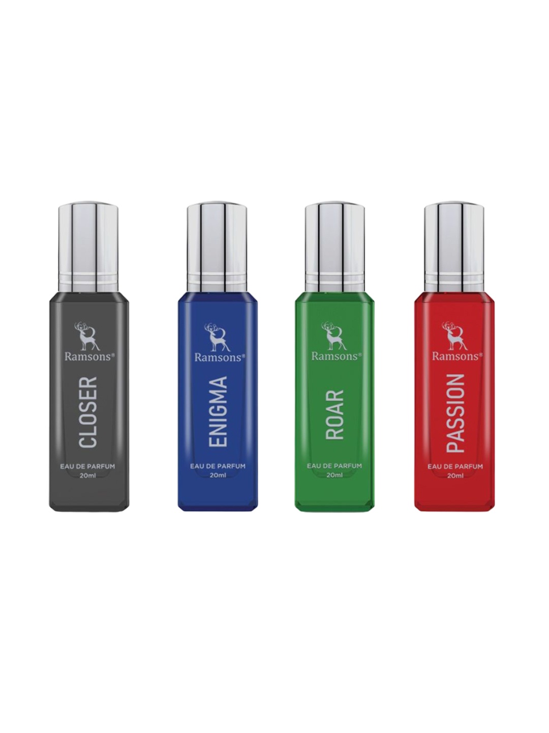 

Ramsons Men Set of 4 Closer Enigma Roar & Passion Long Lasting Eau De Perfume - 20ml Each, Blue