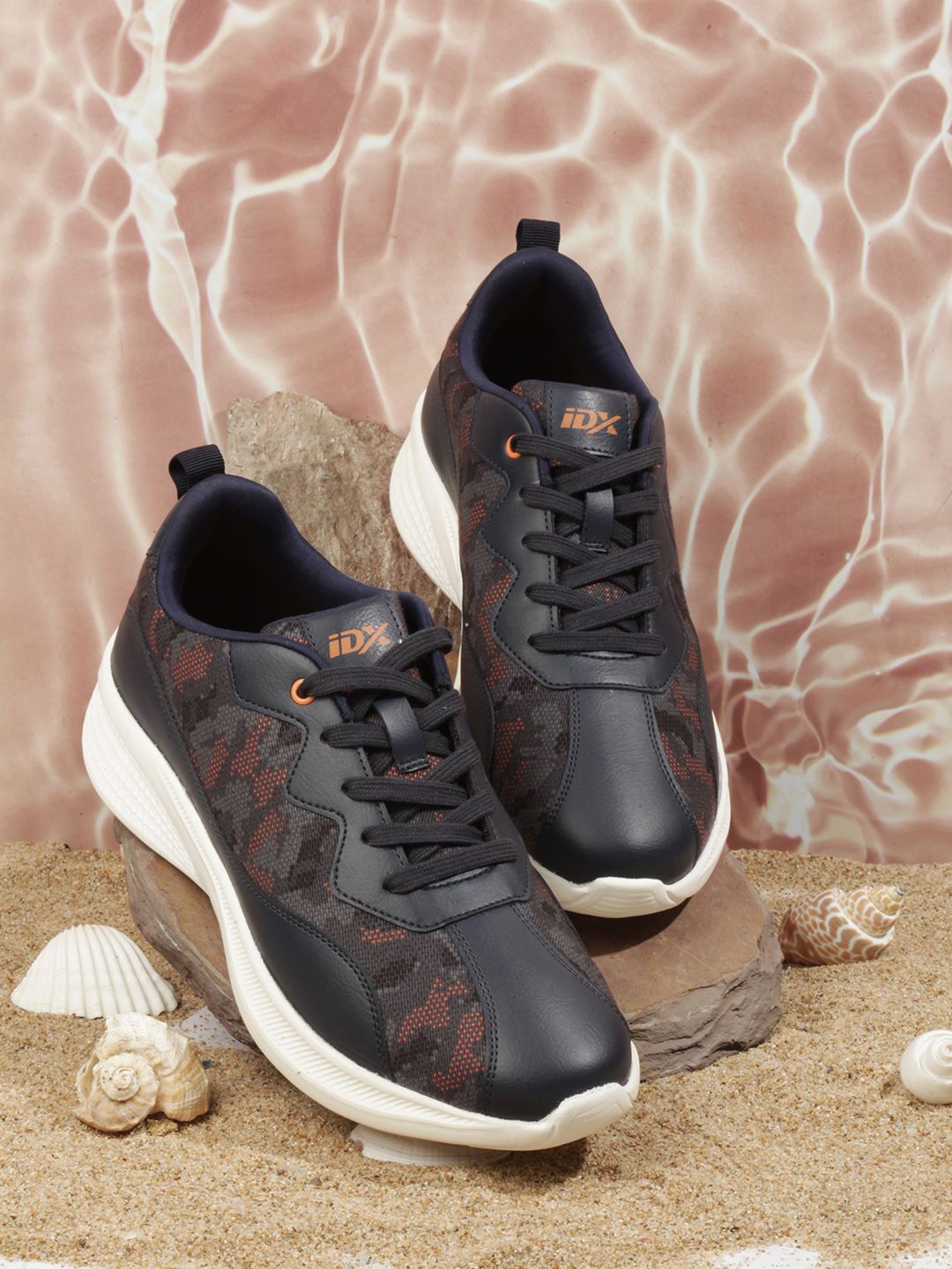 

ID Men Textured Leather Sneakers, Navy blue