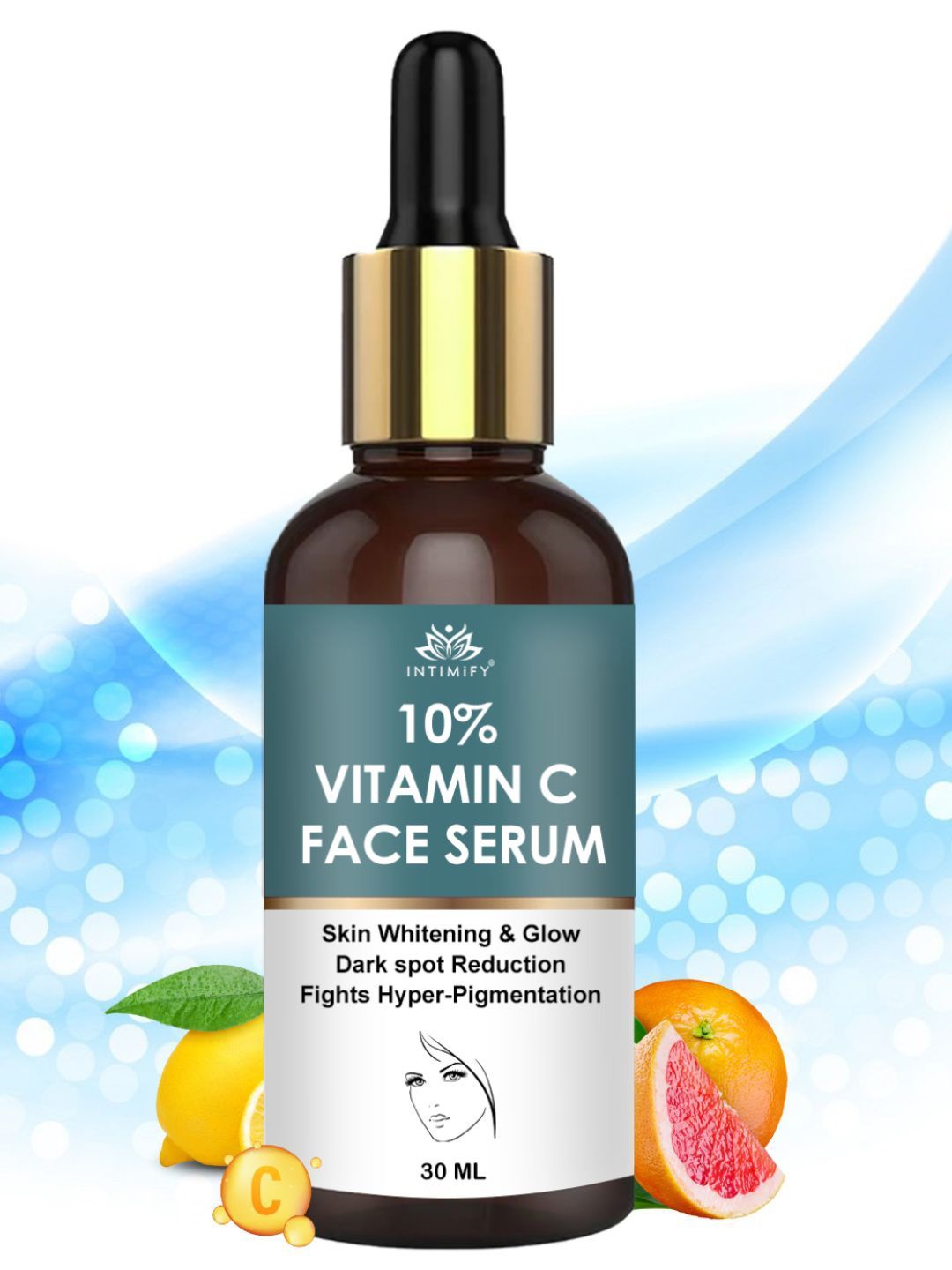 

INTIMIFY 10% Vitamin C Face Serum For Bouncier & Brighter Skin - 30ml, Brown