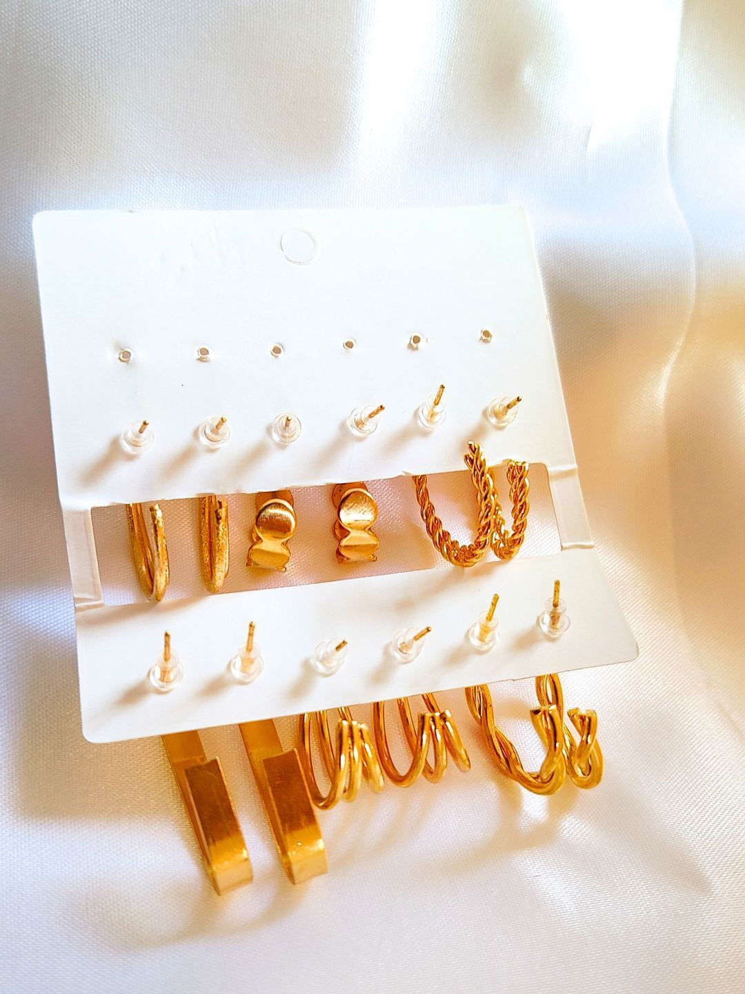 

DressBerry Set Of 6 Gold-Plated Contemporary Studs Earrings