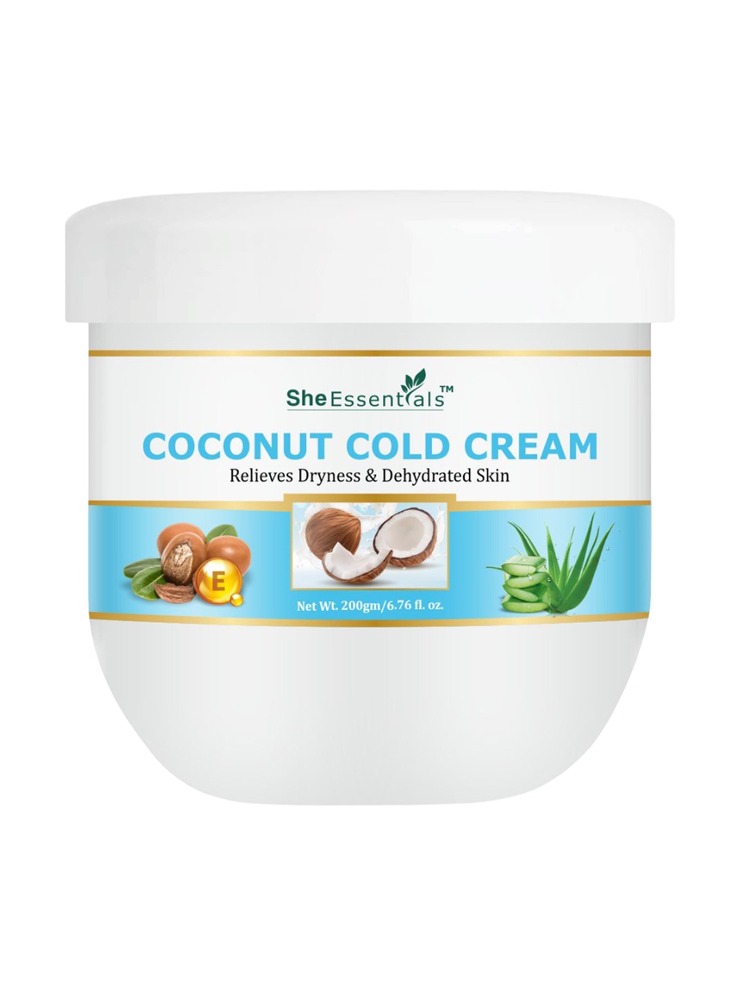 

She Essentials Coconut Cold Cream for Repair Dry & Damaged Skin - 200gm, Transparent