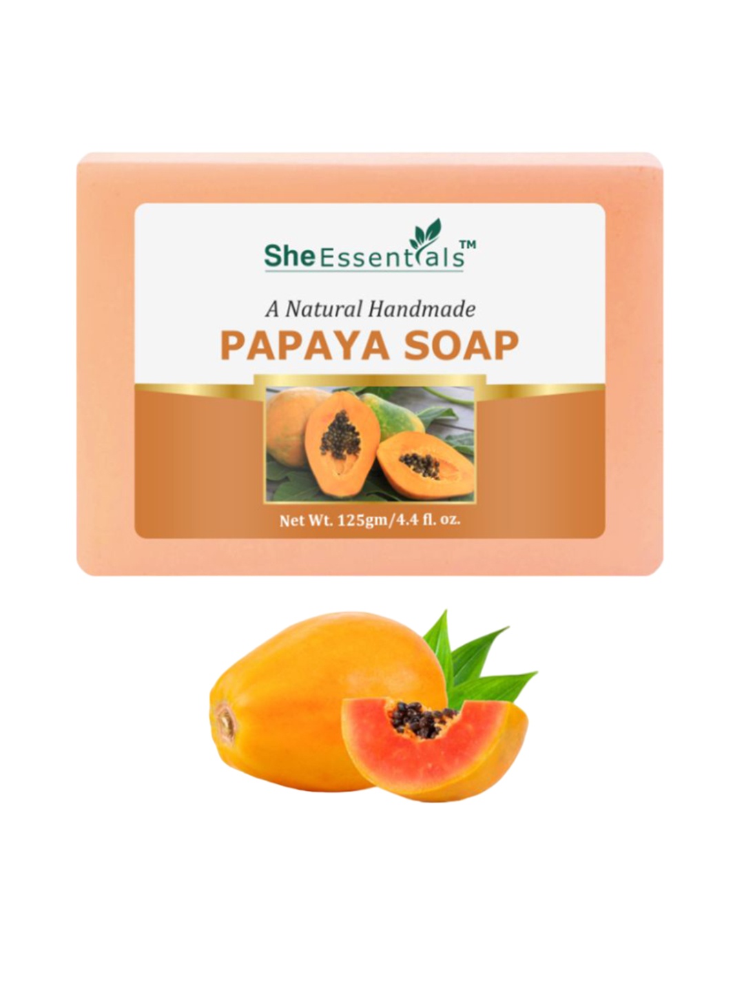 

She Essentials Natural Handmade Papaya Bath Soap - 125 g, Orange