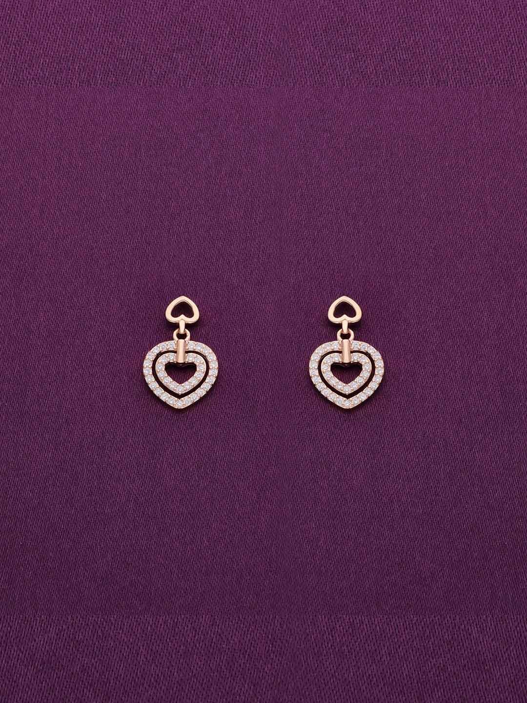 

KAI JEWEL 925 Sterling Silver Rose Gold-Plated Heart Shaped Studs