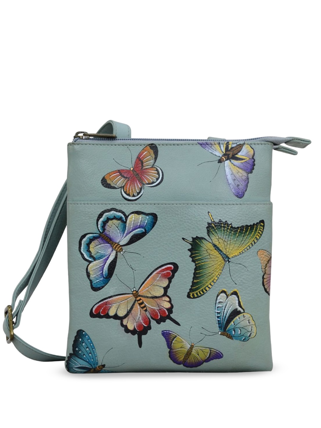 

Anuschka Floral Printed Leather Structured Sling Bag, Grey